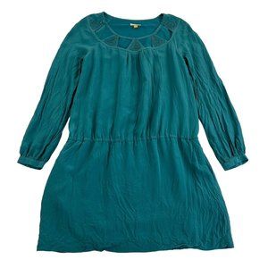 Leifsdottir Anthropologie Tunic Top Women's 4 Turquoise Long Sleeve 100% Silk